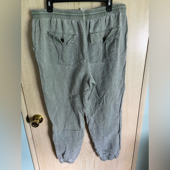 C&C California Women’s Size XL Sage Green Linen Blend Jogger Pants 4 Pockets - Picture 5 of 8